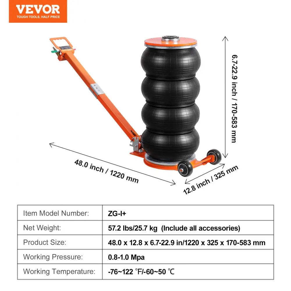 Air Jack Pneumatic Lifting Jack with Heightened Column & Adjustable Handle Easy-to-Lift & Space-Saving Jack