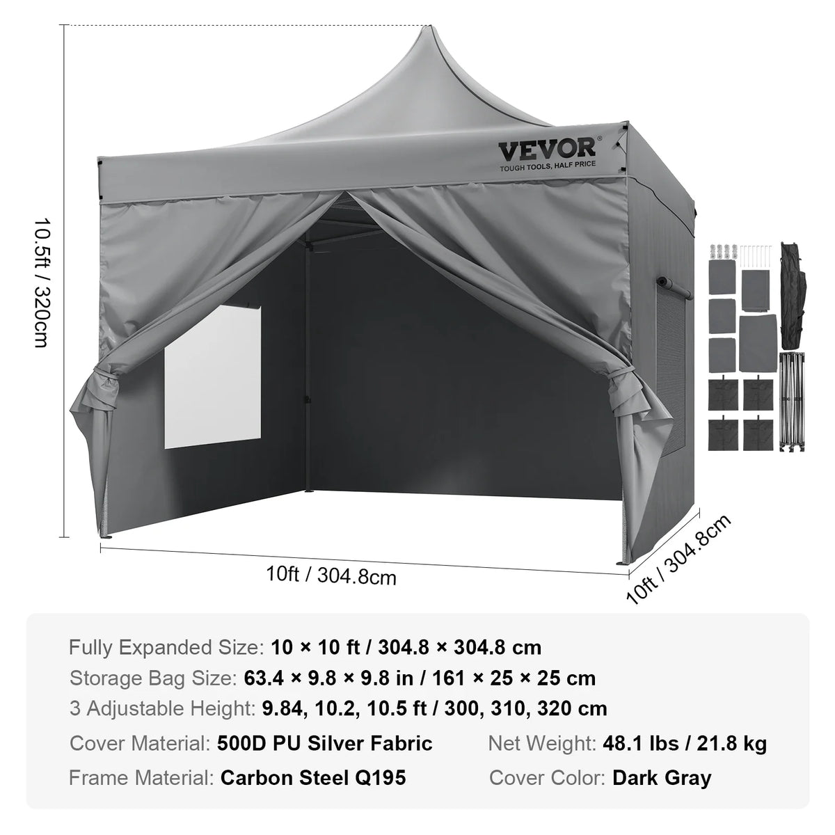 Pop-up Canopy Instant Canopies Removable Sidewalls Portable Gazebo UV Resistant Waterproof Tents for Outdoor Events Party
