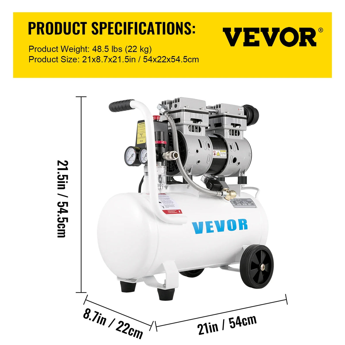 Air Compressor 6.6/11 Gal,Portable Air Compressor 1 HP, Oil Free Air Compressor Steel Tank 750W Ultra Quiet Compressor