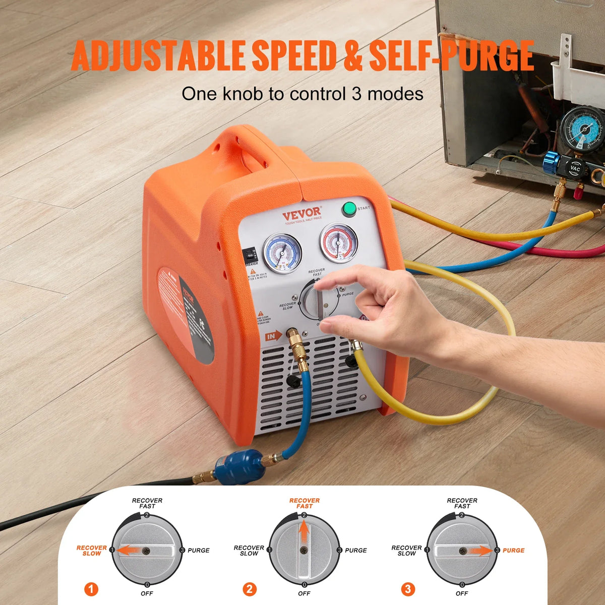 Refrigerant Recovery Machine 220-240V 50Hz Dual Cylinder Portable HVAC Recovery Machine for Vapor Car/Air Conditioning