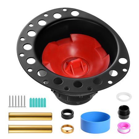 ABS Freestanding Tub Drain Kit, 2 Brass Tail Pipes, Bathtub Drain Rough-in Kit, with ABS Adapter of Tailpiece, Compatible with Freestanding Bathtubs, Floor Mounted Bathtubs and Island Bathtubs