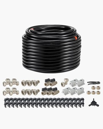Air Compressor Line Kit, 200FT x 3/4", HDPE-Aluminum Compressed Air Piping System, Leak-Proof & Easy-to-Install, Compressed Air Line Tubing Kit for Garages Workshops, Black
