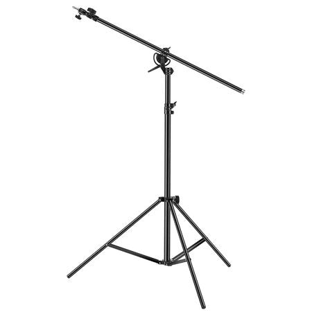 Air Cushioned Aluminum Light Stand, Max Height 12.8 ft/390 cm, Adjustable Photography Stand with Boom Arm, Sandbag, Max Load 5kg, 1/4 in Screw for Softbox, Studio Flash, Umbrella, Ring Light