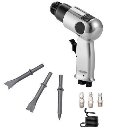Air Hammer, 4500BPM Pneumatic Hammer with 1.57-inch Stroke & 4PCS Chisels Round Shank, Lightweight & Compact Air Chisel Pneumatic Shovel Tool for Cutting Punching Scraping