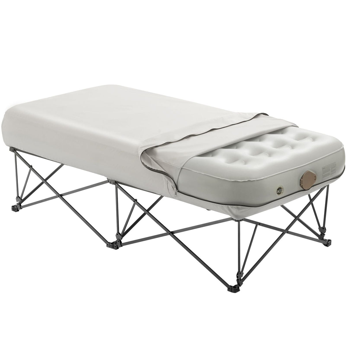 Air Mattress Twin with Frame, 1 Person Inflatable Mattress with Pump & Rolling Carry Case, Portable Folding Blow Up Mattress Supports 300lbs, Fast Inflating Air Bed for Home, Guests & Camping
