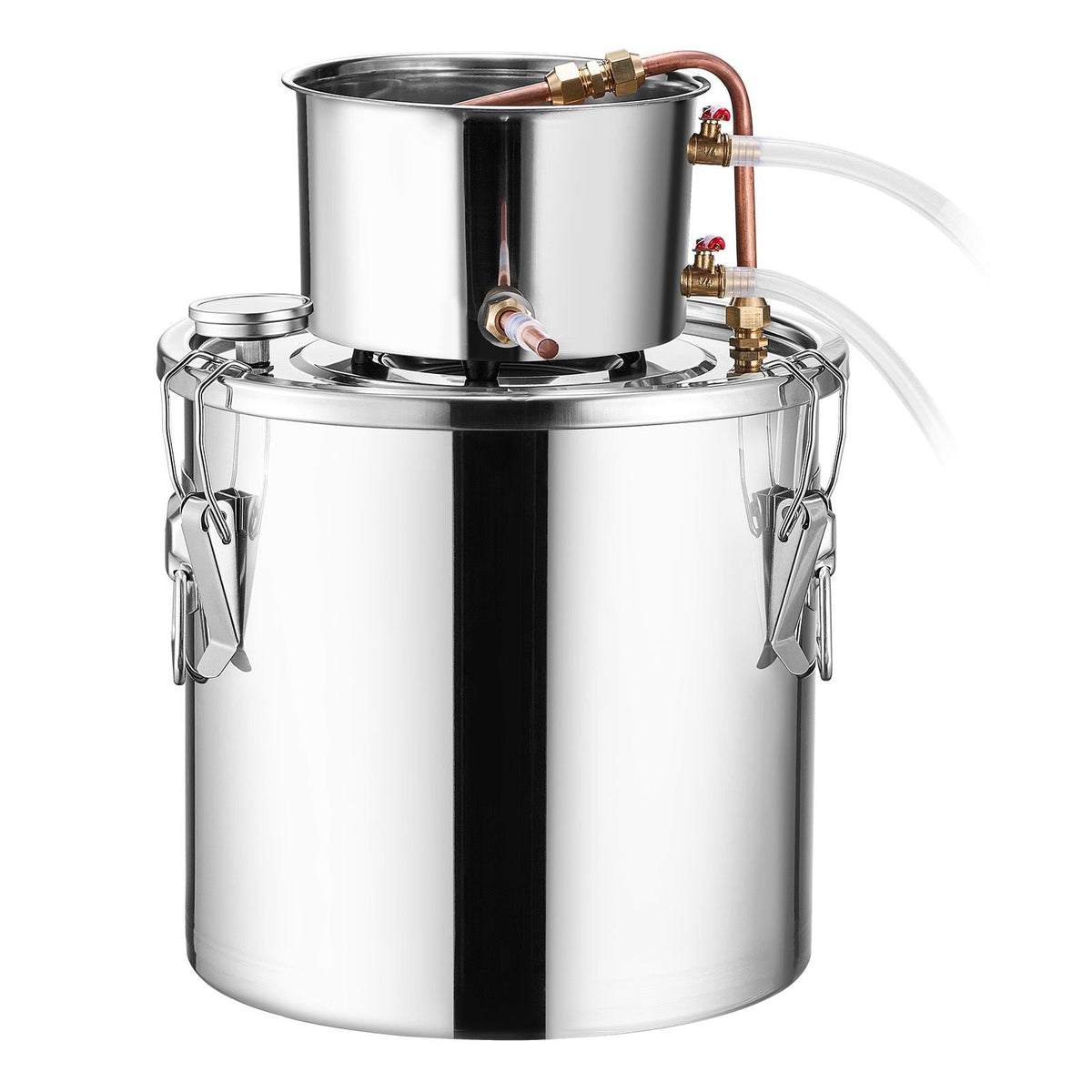 Alcohol Still, 5 Gal / 19 L Stainless Steel Water Alcohol Distiller with Copper Coil, Home Brewing Refining Fermentation Kit with Thermometer, for Wine Whisky Brandy, Silver