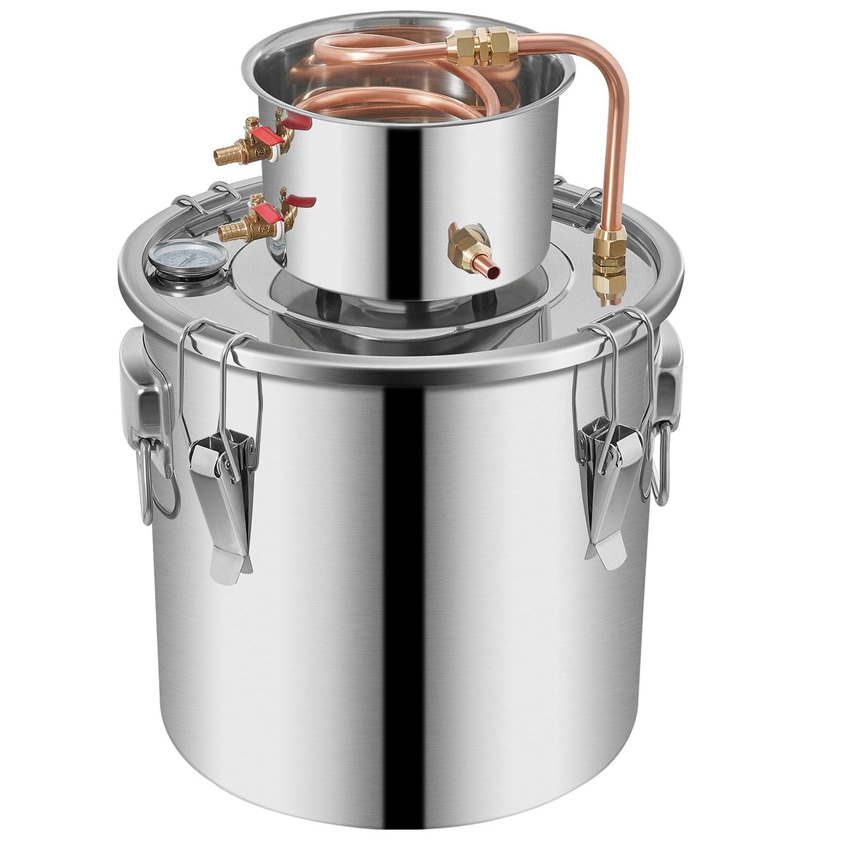 Alcohol Still 9.6Gal/38L, Alcohol Distiller with Circulating Pump, Alcohol Still Copper Tube, Whiskey Distilling Kit with Build-In Thermometer, Whiskey Making Kit for DIY Alcohol, Stainless Stee