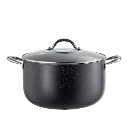 Aluminum Stock Pot, 12-Quart Nonstick Ceramic Coated Pot with Glass Lid, PFOA-Free, PFAS-Free, Compatible with Gas Stoves, Induction Cooktops, Electric Stoves, for Soups, Stews, and Pasta