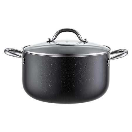 Aluminum Stock Pot, 8-Quart Nonstick Ceramic Coated Pot with Glass Lid, PFOA-Free, PFAS-Free, Compatible with Gas Stoves, Induction Cooktops, Electric Stoves, for Soups, Stews, and Pasta