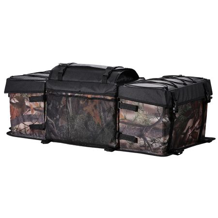 ATV Rear Storage Bag, 68L ATV Rear Cargo Bag with Sponge Seat Cushion & Bottle Holder, 600D Oxford Cloth Storage Rear Rack Seat Bag Fit Most ATVs with Rear Rack, Compatible with ATV, UTV, Can-Am