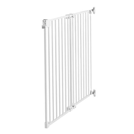 Baby Gate for Stairs, 26-43 in Adjustable Width, 28 in High Dog Gate, No Bottom Bar, One-Handed Operation, Easy Drilling Installation with Hardware Kit, for Stairs, Doorways, and House, White