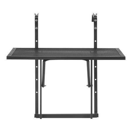 Balcony Hanging Table, 19 x 24 in Metal Folding Balcony Railing Table, Outdoor Balcony Bar Table for Railings, 5-Level Adjustable, Fit Railing from 1" to 4.7", Serving Table for Patio & Deck