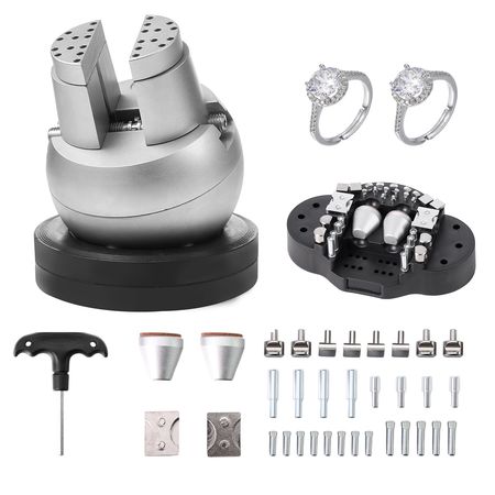 Ball Vise, 5" Engraving Setting Tool, 360° Rotation Engraving Block Vise, 35 PCS Attachment Jewelry Engraving Block Tools Standard Block for Gemstone Inlay and Small-Scale Engraving