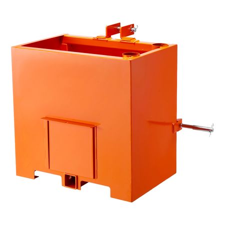 Ballast Box, 3-Point Category 1 Tractor Ballast of 800 lbs Capacity, with Standard 2 Inch Hitch Receiver, Heavy-Duty Steel 5 ft³ Large Volume Durable Loader Attachment with Sliding Door, Orange