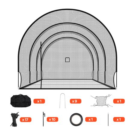 Baseball Batting Cage, 33.0 x 12.0 x 9.8 FT Freestanding Portable Batting Cage, Hitting Cages with 4-Ply Knotless Polyester & Pitching Machine Opening, Battings Cages Netting for Indoor Outdoor