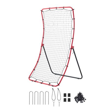 Baseball Softball Rebounder Net 4 x 5.5 ft Pitch Back Trainer, 5 Adjustable Angles, Heavy-duty Steel Frame, All Angle Bounce Back Net for Pitching & Fielding Training Aid, Return Practice