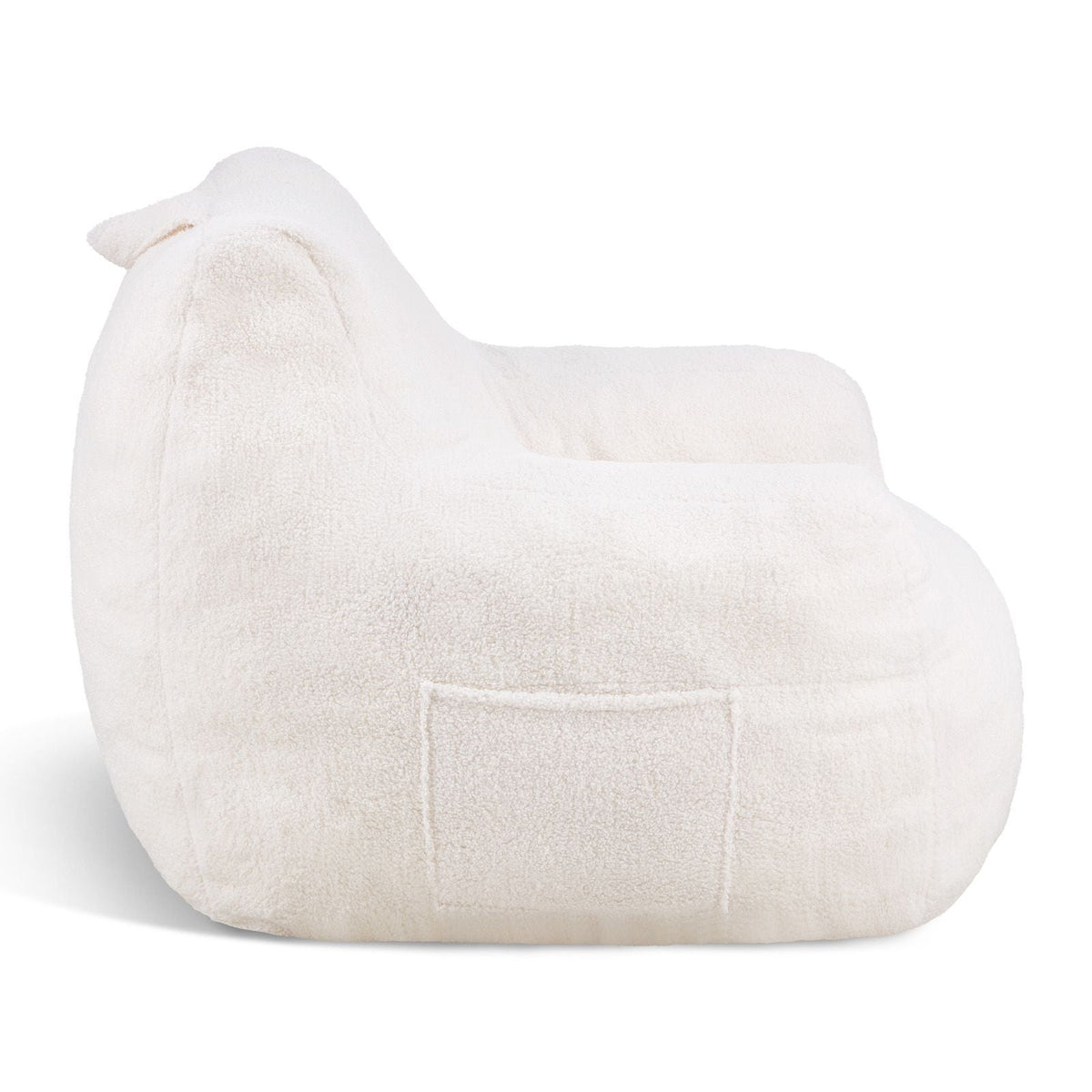 Bean Bag Chair, 3 feet Bean Bag Chair with Soft Armrests and Storage Pocket, 25D Memory Foam Filled with Soft Teddy Velvet Cover, Bean Bag for Bedroom or Playroom, White