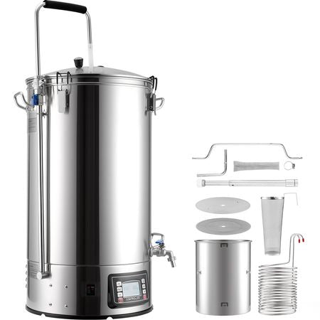 Beer Brewing Equipment, 16 Gal/60L Beer Maker with Anti-Burn Pump and Wort Chiller,3000W All-in-One Home Brewing Kit with Digital Control, Recipe Memory & Timer, Removable mesh strainer