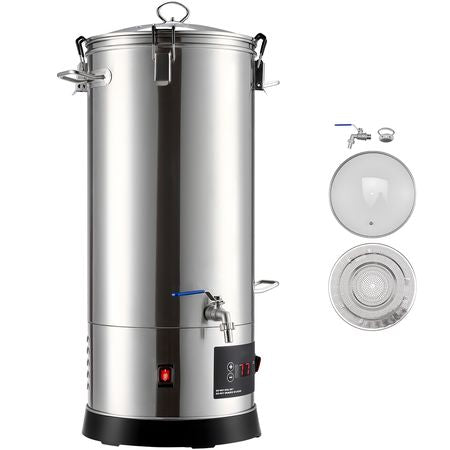 Beer Brewing Equipment, 8 Gal/30L 304 Stainless Steel Home Beer Brewer,1500W All-in-One Home Brewing Kit with Tall strainer, Integrated Inner Barrel & Reinforced Handle