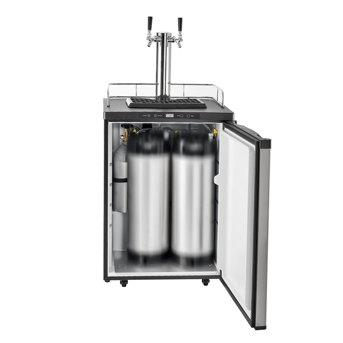 Beer Kegerator, Dual Tap Home Draft Beer Dispenser for Ball Lock, Full Size Keg Refrigerator with 5lbs CO2 Tank, Hold 2 Sixth / 2 Slim / 3 Ball lock keg, 162L