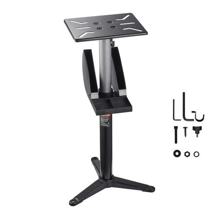 Bench Grinder Stand, Bench Grinder Vise Floor Pedestal with 12" x 10" Mounting Plate, 5-Level Height Adjustable Pedestal Stand with Grinding Wheel Storage Compartment & Heavy-Duty Cast Iron Base