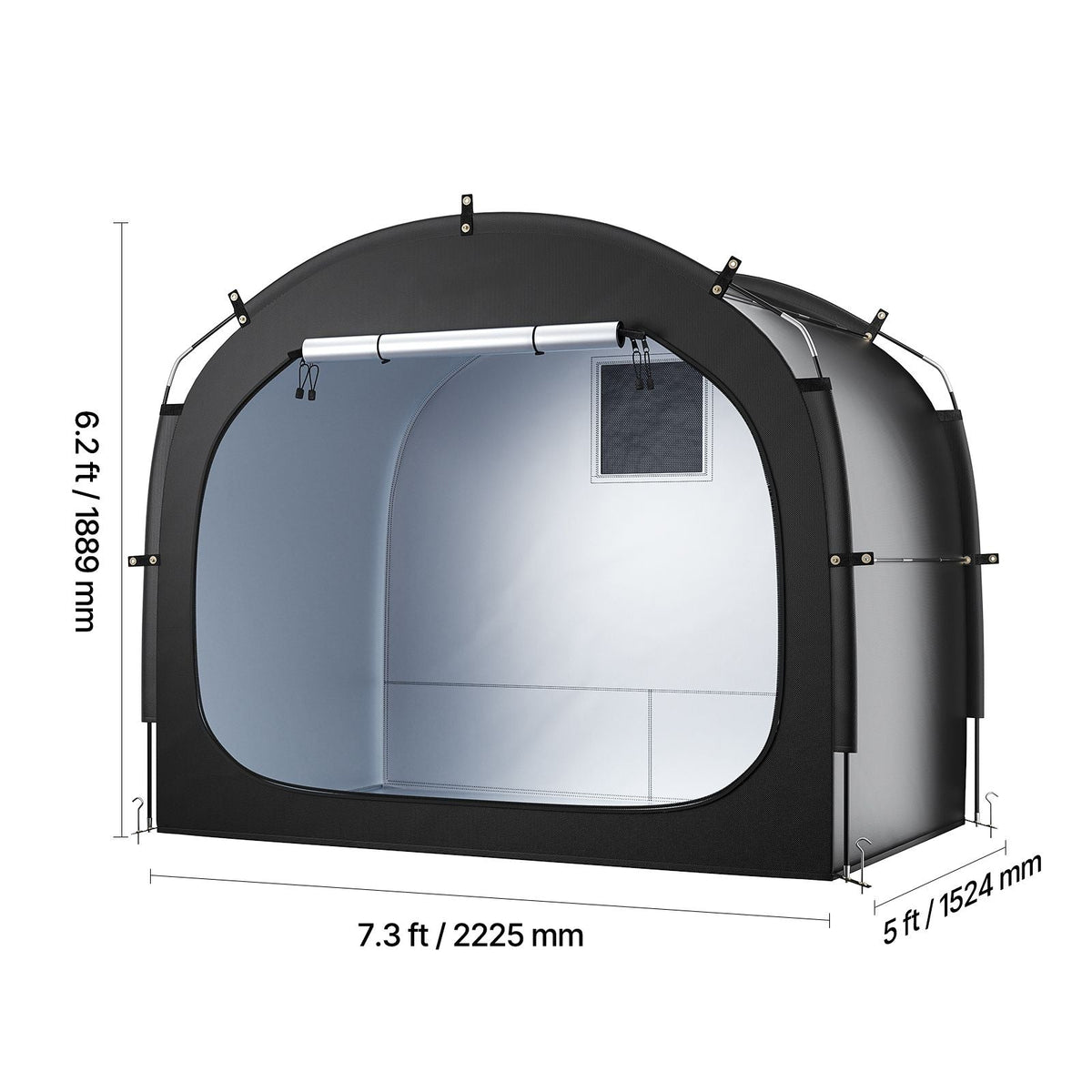 Bike Storage Tent, 4 to 5 Bikes, Outdoor Spacious Bike Storage Tent with Ventilated Window, Waterproof Easy-to-Install Bike Tent with High Strength Fiberglass & Dual Zippers, Fit for Bicycle