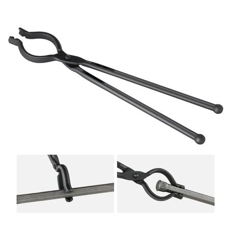 Blacksmith Tongs, 18' V-Bit Bolt Tongs, Carbon Steel Forge Tongs with A3 Steel Rivets, for Long, Irregular, and Nail-shaped Forgings, for Beginner and Seasoned Blacksmiths and Bladesmiths