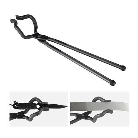 Blacksmith Tongs, 18' Z V-Bit Tongs, Carbon Steel Forge Tongs with A3 Steel Rivets, for Knife Blades, Long Pieces, Circular Forgings, for Beginner and Seasoned Blacksmiths and Bladesmiths