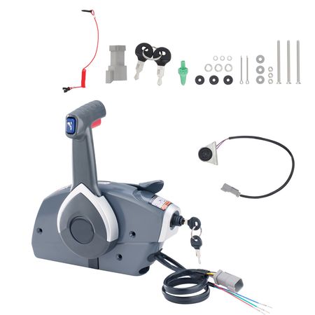 Boat Throttle Control, 5006180 Side-Mounted Outboard Remote Control Box for Evinrude Johnson, Marine Throttle Control Box with Power Trim Switch and Lanyard
