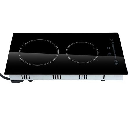 Built in Electric Stove Top, 20 x 11.6 inch 2 Burners, 240V Glass Radiant Cooktop with Sensor Touch Control, Timer & Child Lock Included, 9 Power Levels for Simmer Steam Slow Cook Fry