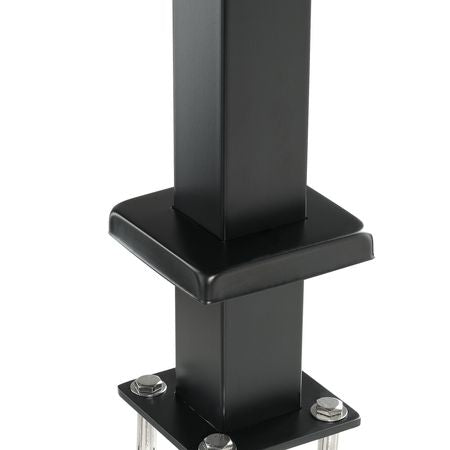 Cable Railing Post, 42" x 2" x 2" Steel Level Deck Railing Post Without Holes, SUS304 Stainless Steel Cable Rail Post, Stair Handrail Post with Horizontal and Curved Bracket, 1-Pack, Black