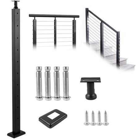 Cable Railing Post Level Deck Stair Post 106.7 x 2.5 x 5 cm Cable Handrail Post Stainless Steel Brushed Finishing Deck Railing Pre-Drilled Pickets with Mounting Bracket LGZH106.72.55CQ93V0