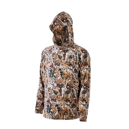 Camo Hoodie, Medium Size, Men Pullover Hooded Sweatshirt, Moisture Wicking & Breathable, Quick-dry, Hiking Fishing Shirt with Hood, Long Sleeves Hunting Shirts for Spring & Summer Outdoor Work