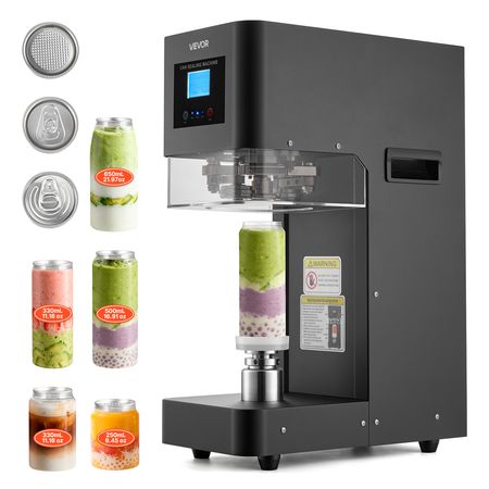 Can Sealer Machine, Automatic Commercial Soda Can Sealing Machine for 2.17 in (55 mm) Aluminum and Plastic Cans, Height Adjustable, Steel Housing Beverage Drink Seamer, for Coffee Shop, Black