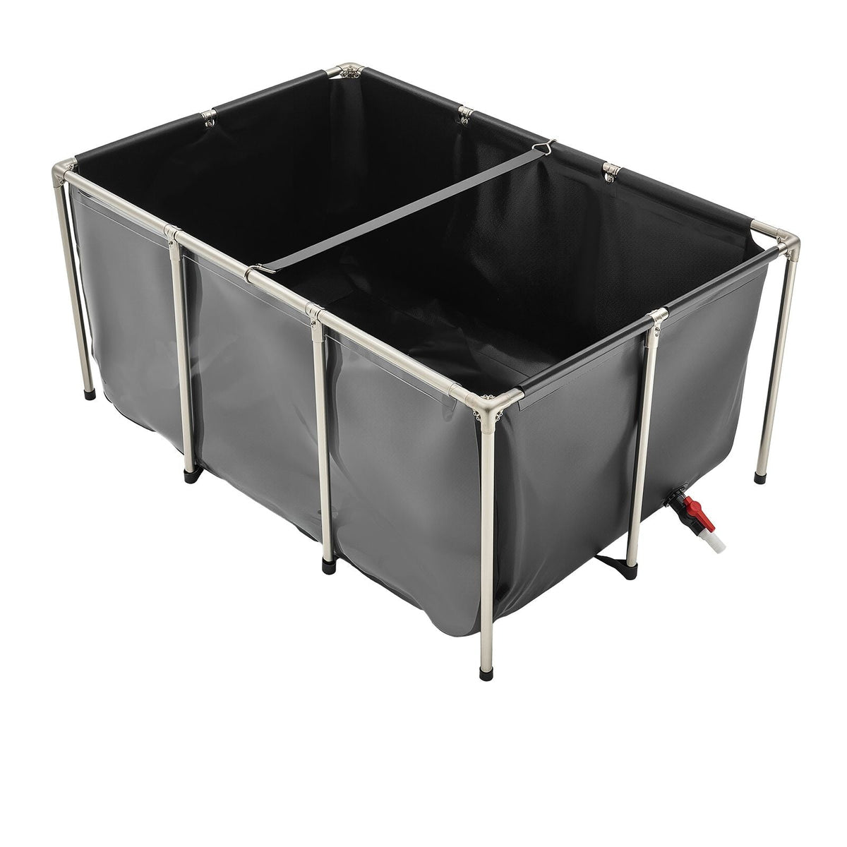 Canvas Fish Pond, 270 Gal Above Ground Fish Pond, PVC Koi Tank with Clear Viewing Panel, Rectangular Goldfish Tank with Stainless Steel Frame & Drain Valve, for Breeding Koi, Irrigation(Black)
