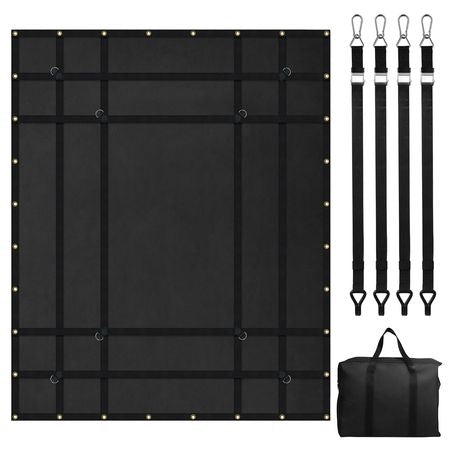 Cargo Net, 72 in x 57 in, Heavy Duty Truck Cargo Net for Truck Bed, 4 Adjustable Straps with Carabiners and Rubber Coated Hooks, Durable, Suitable for Pickup, Jeep, Truck, SUV, Boat (Black)