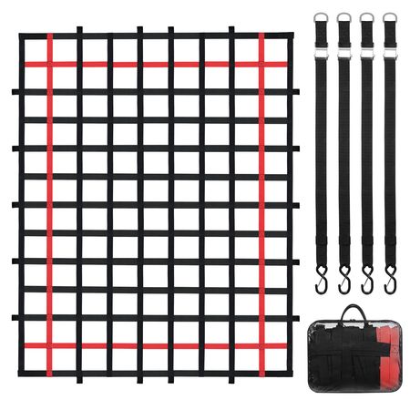 Cargo Net, 96 in x 72 in, Heavy Duty Truck Cargo Net for Truck Bed, 4 Adjustable Straps with Buckles and S-Hooks, Wear-resistant & Weather-proof, Suitable for Pickup, Truck, Jeep, SUV, Boat