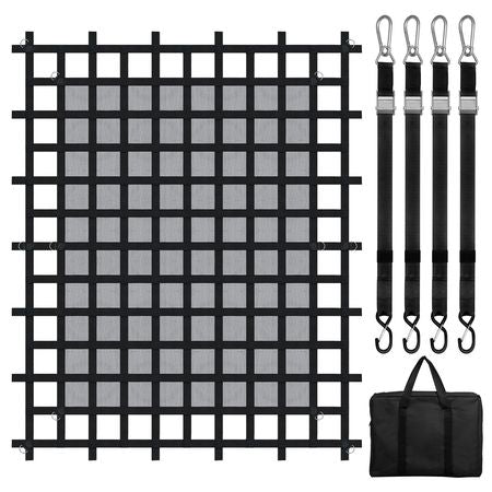 Cargo Net, 96 in x 81 in, Heavy Duty Truck Cargo Net for Truck Bed, 4 Adjustable Straps with Carabiners & S-Hooks, Wear-resistant & Weather-proof, Suitable for Pickup, Truck, Jeep, SUV, Boat