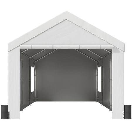 Carport, Heavy Duty 10x20ft Car Canopy, Outdoor Garage Shelter with Removable Sidewalls, Roll-up Ventilated Windows & Doors, UV Resistant Waterproof All-Season Tarp for Car, Truck, Boat, White