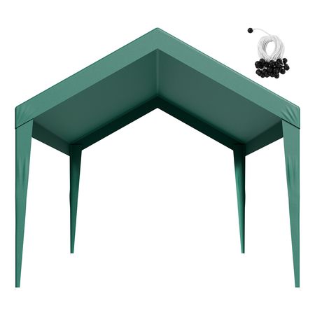 Carport Replacement Canopy, 10 x 20 ft Potable Garage Tent Top Tarp, UV-Resistant & Waterproof Car Shelter Tarp, Heavy Duty Car Port Cover with Ball Buggees, Dark Green, Frame Not Included