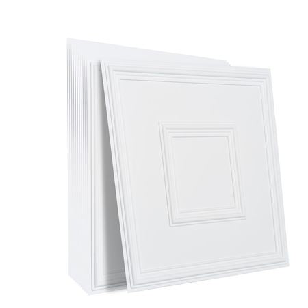 Ceiling Tiles, 12-Pack 24 x 24 in, Drop Ceiling Tiles Premium PVC Sheet, Easy Installation/ Cutting Plastic Glue-up Ceiling Tile, Ceiling Covering for Home/Office Decoration, White Geometric