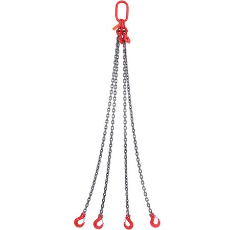 Chain Sling, 5/16 inch x 5 ft Lifting Chains with Hooks, G80 Engine Chain Hoist Lifts, 11000 lbs/5 Ton Lifting Sling Chains for Engine Hoist, Engine Lift Chain with 4 Leg Grab Hooks & Adjusters