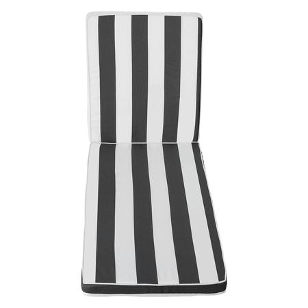 Chaise Lounge Cushion, 74 x 22 x 3 in, Set of 2 Outdoor Lounge Chair Cushions, Waterproof & Fade-Resistant Sun Lounger Cushions with Ties, Patio Lounger Pads for Pool Deck, Black & White Stripes