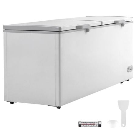 Chest Freezer, 19.8 Cu.ft / 561 L Large Deep Freezer with Split Top Double Locking Lids, Freestanding Commercial Chest Freezer & 4 Removable Baskets, 7-Level Adjustable Temp, LED Light, 6 Wheels