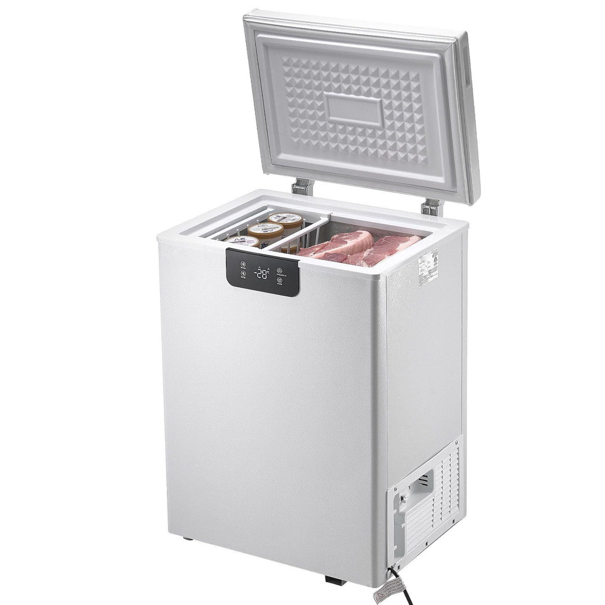 Chest Freezer, 2.22 Cu.ft / 63 L Compact Deep Freezer, Free Standing Top Open Door Chest Freezers with 2 Removable Baskets & Adjustable Thermostat, Energy Saving & Low Noise, White