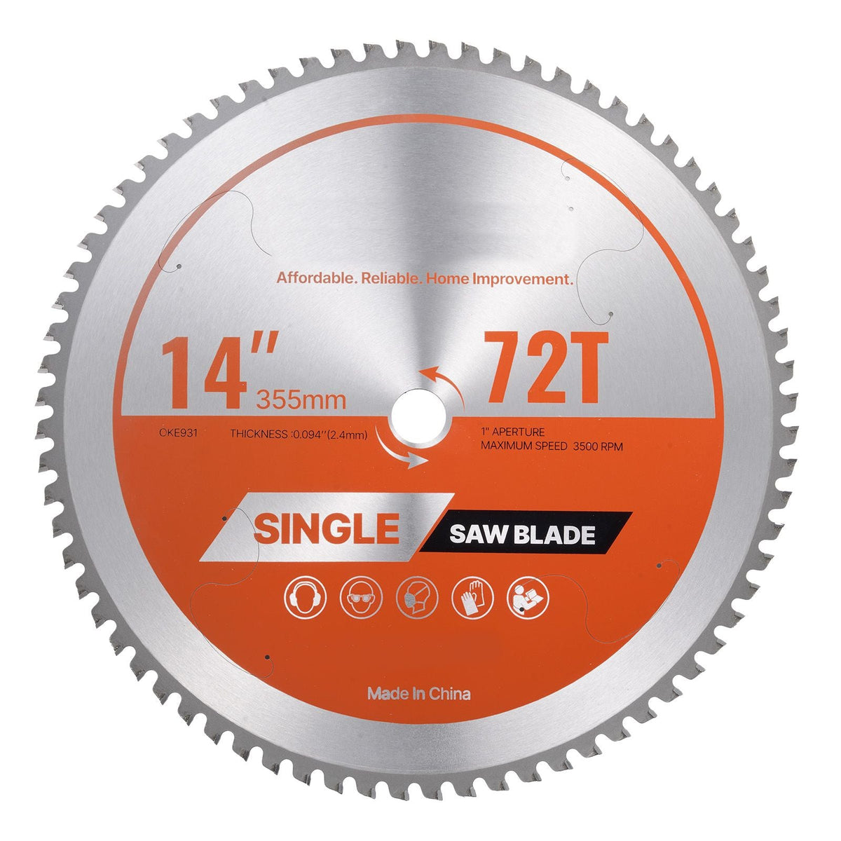 Circular Saw Blade, 14 inch Diameter, 72 Sharp Alloy Teeth, 1 inch Arbor, Fine Finish, Metal Cutting Blade for Circular Saw, with Noise-Reducing Heat Vents, for Cutting Steel and Aluminum