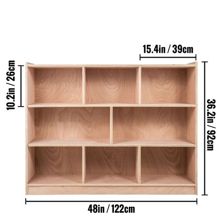 Classroom Storage Cabinet Plywood 8-Section Preschool Storage Shelves 36 Inch High Classroom Cabinet Storage with Casters
