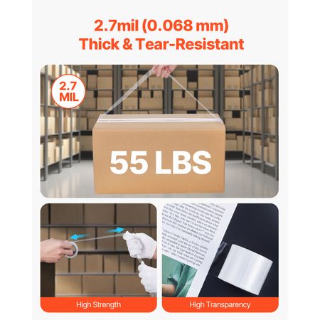Clear Packing Tape, 1.5 inches Core, 6 Rolls 1.88 Inches x 25 Yards Packing Tape with Dispenser, 2.7 Mil Heavy Duty Packaging Tape Designed for Moving, Storage and Packing, Shipping and Mailing