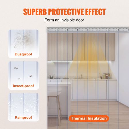 Clear PVC Strip Curtain, 96 in Height x 48 in Width x 0.08 in Thickness, 8 PCS Walk in Freezer Cooler Curtain Strips, Smooth Waterproof Plastic Door Strips for Warehouse, Freezer, Garage Doors