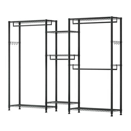 Clothing Garment Rack, Heavy Duty Closet Wardrobe, 7 Adjustable Tiers Clothes Racks with Steel Frame, 850 lbs Load Capacity Clothes Rack with 4 Hanging Rods for Bedroom, Clothing Store, Hallway